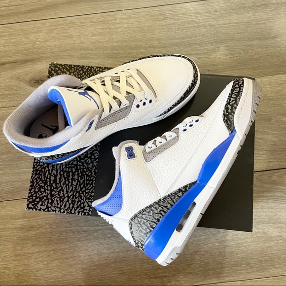 💙Air Jordan 3 Retro Racer Blue Black M8/W9.5💙 - Picture 7 of 9
